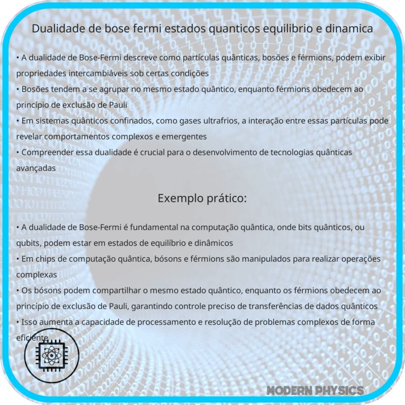 Dualidade de Bose-Fermi | Estados Quânticos, Equilíbrio e Dinâmica