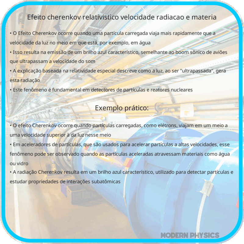 Efeito Cherenkov Relativístico | Velocidade, Radiação e Matéria