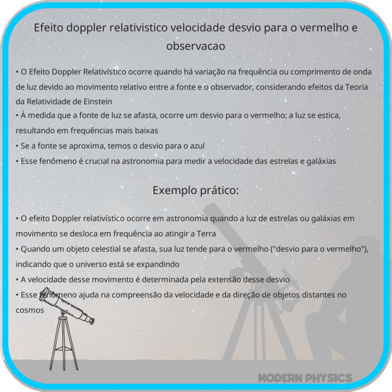 Efeito Doppler Relativístico | Velocidade, Desvio para o Vermelho e Observação