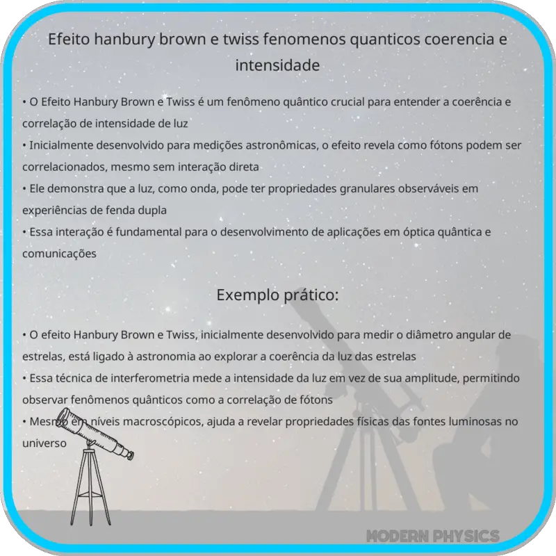 Efeito Hanbury Brown e Twiss | Fenômenos Quânticos, Coerência e Intensidade
