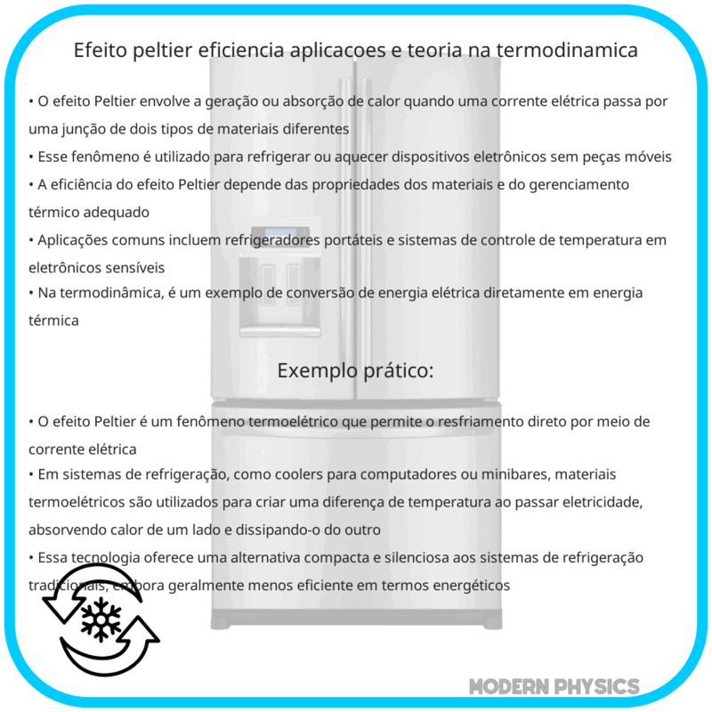 Efeito Peltier | Eficiência, Aplicações e Teoria na Termodinâmica