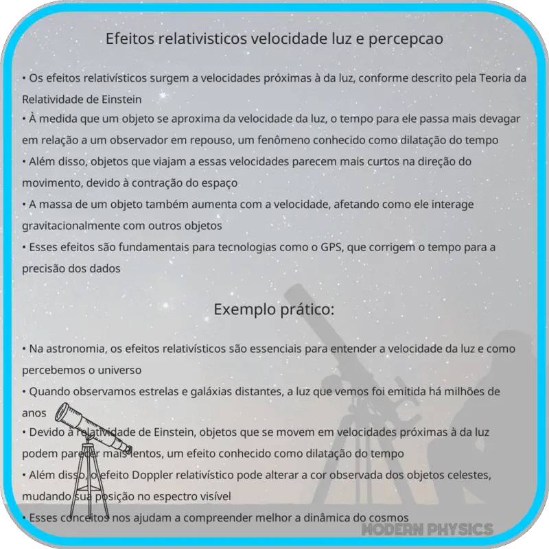Efeitos Relativísticos | Velocidade, Luz e Percepção