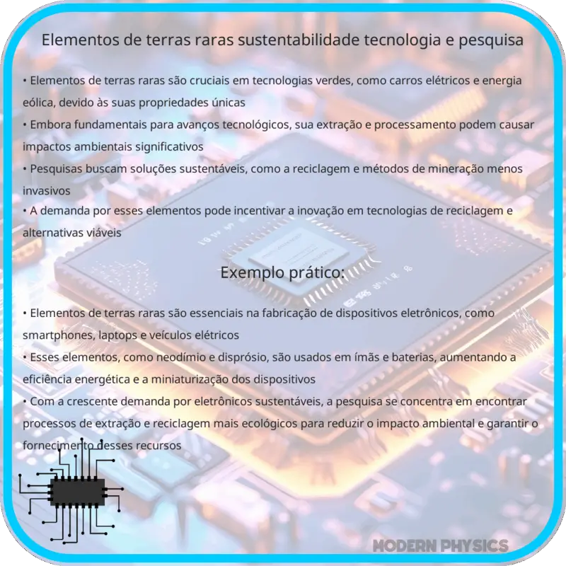 Elementos de Terras Raras | Sustentabilidade, Tecnologia e Pesquisa