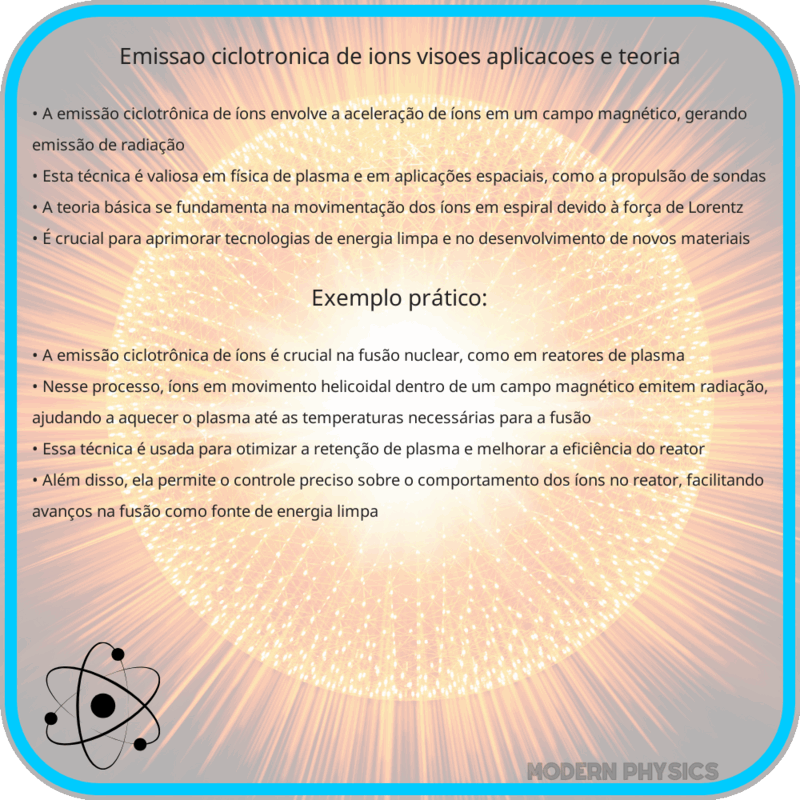 Emissão Ciclotrônica de Íons | Visões, Aplicações e Teoria