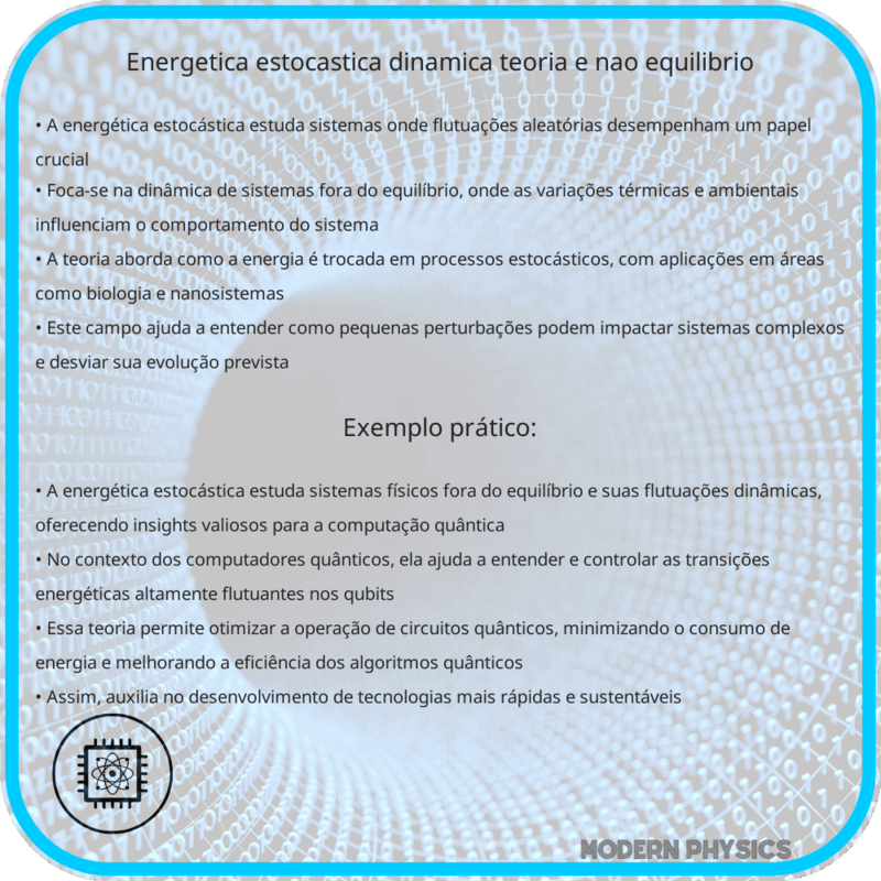 Energética Estocástica: Dinâmica, Teoria e Não-Equilíbrio