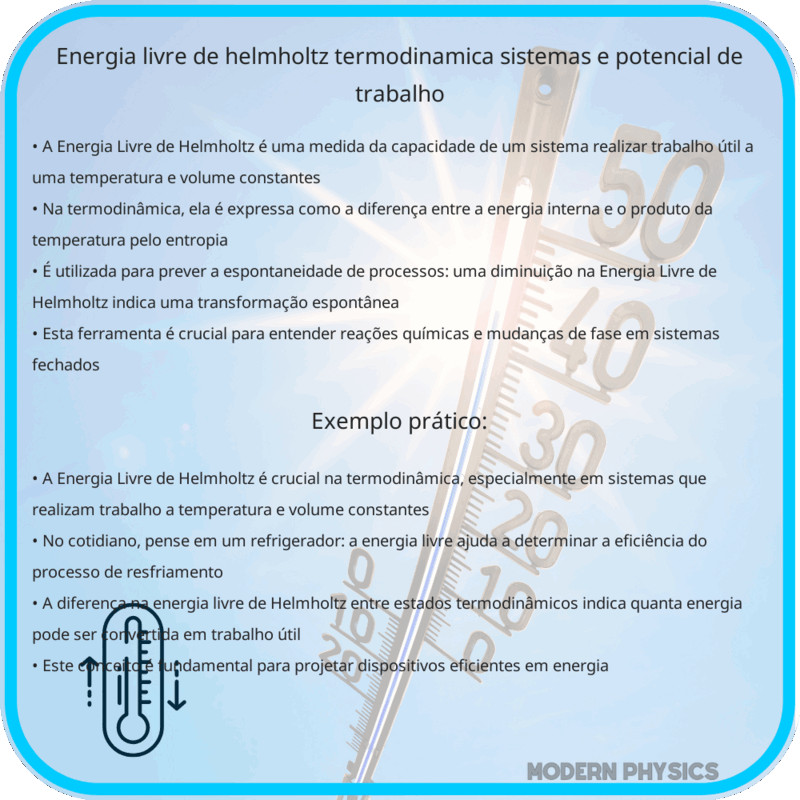 Energia Livre de Helmholtz | Termodinâmica, Sistemas e Potencial de Trabalho
