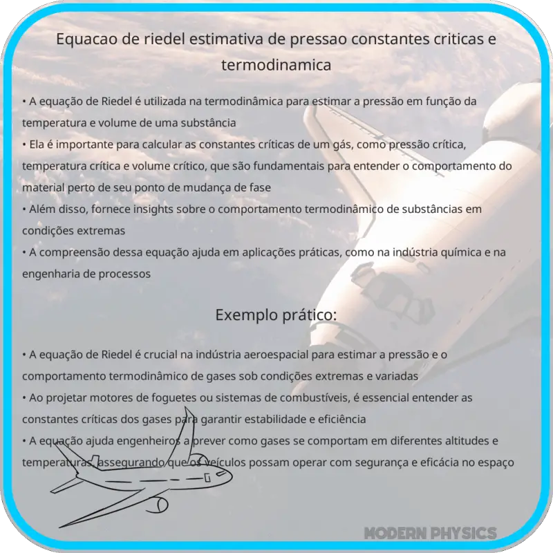 Equação de Riedel: Estimativa de Pressão, Constantes Críticas e Termodinâmica