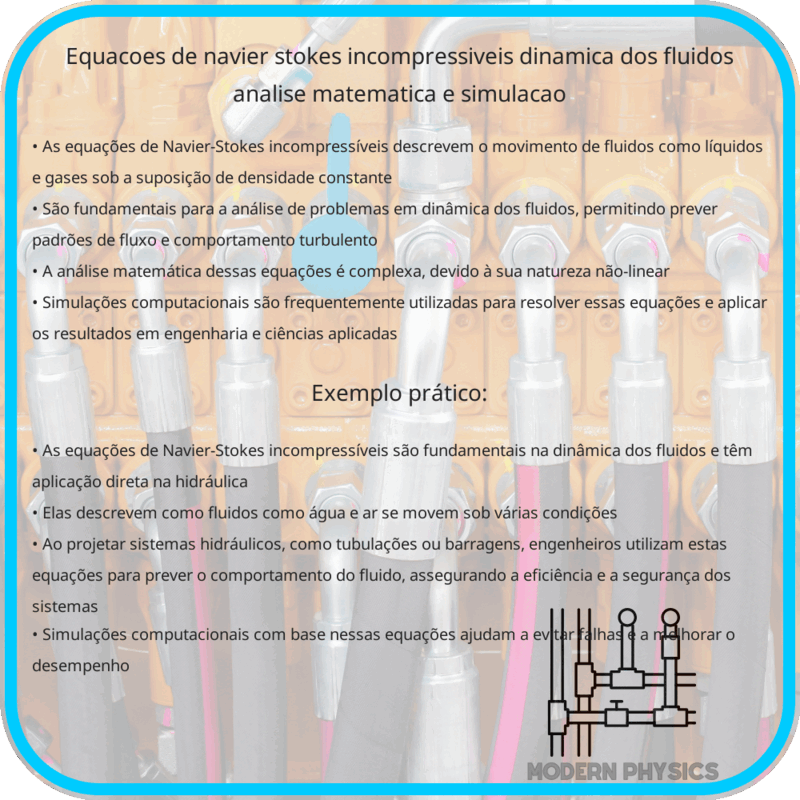 Equações de Navier-Stokes Incompressíveis | Dinâmica dos Fluidos, Análise Matemática e Simulação