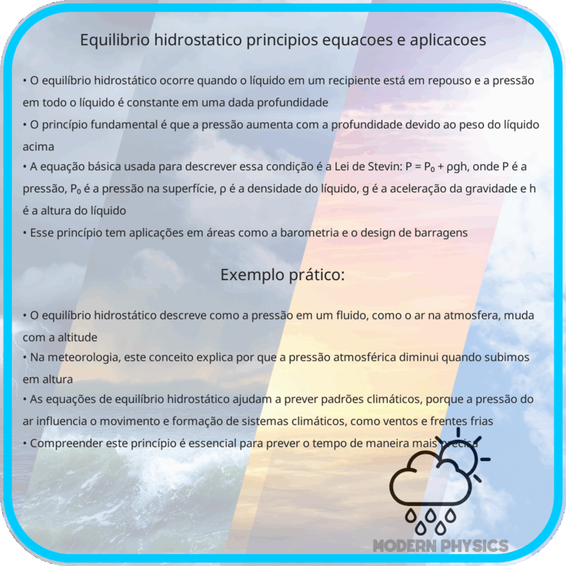 Equilíbrio Hidrostático | Princípios, Equações e Aplicações