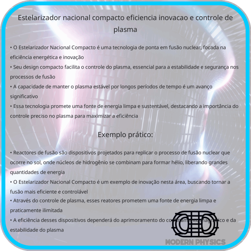 Estelarizador Nacional Compacto | Eficiência, Inovação e Controle de Plasma