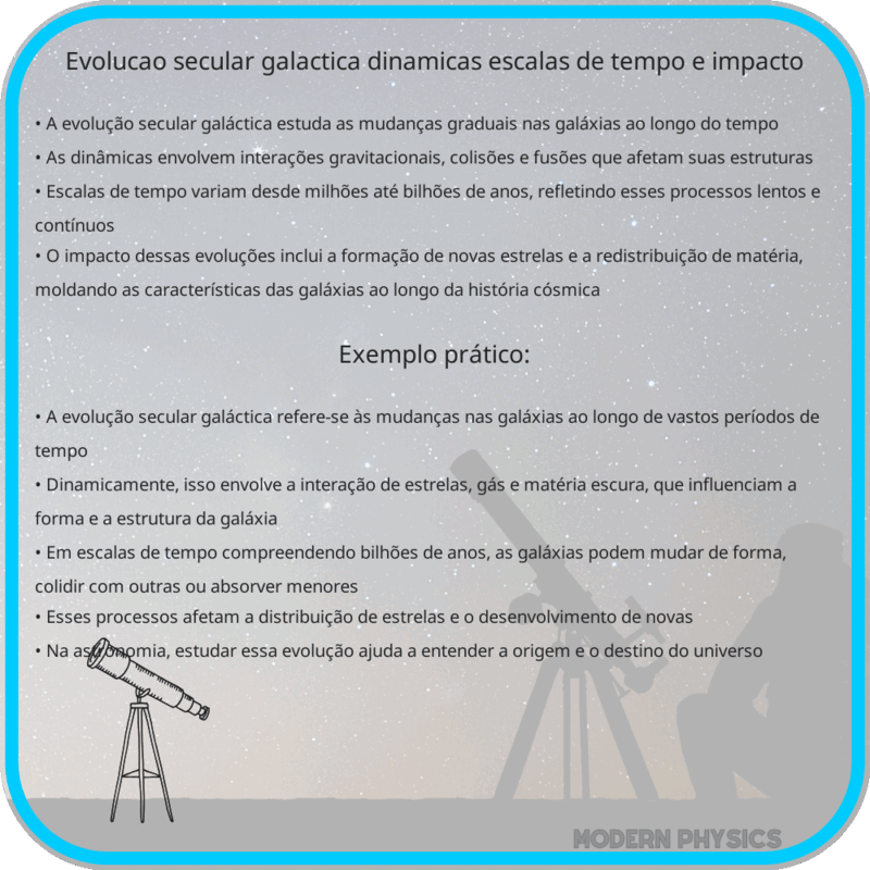 Evolução Secular Galáctica | Dinâmicas, Escalas de Tempo e Impacto