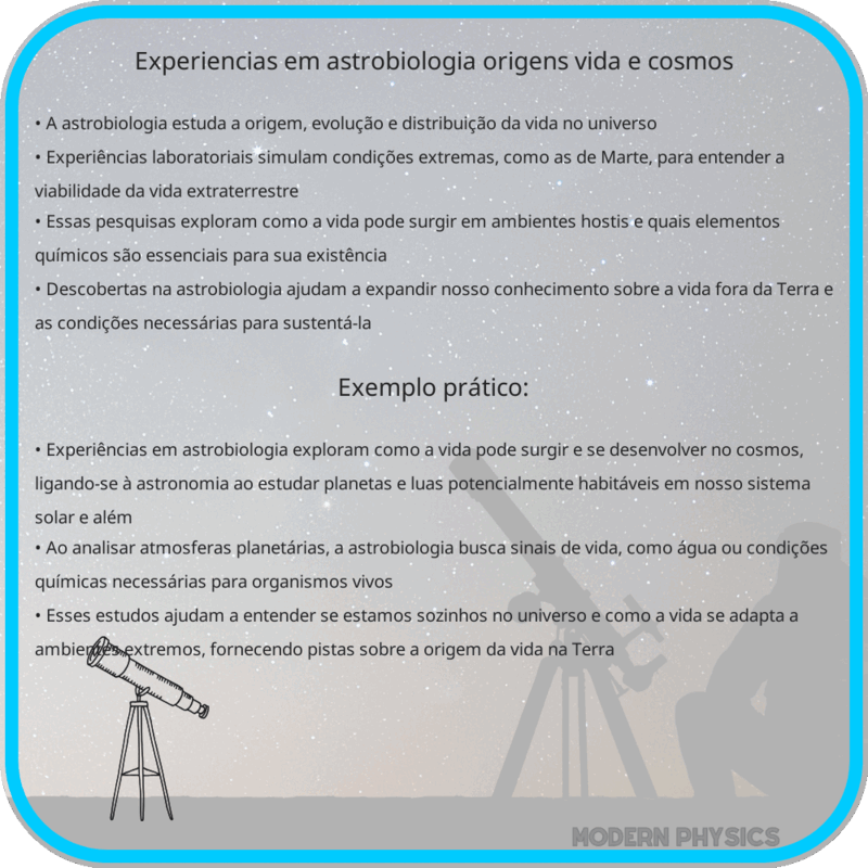Experiências em Astrobiologia | Origens, Vida e Cosmos