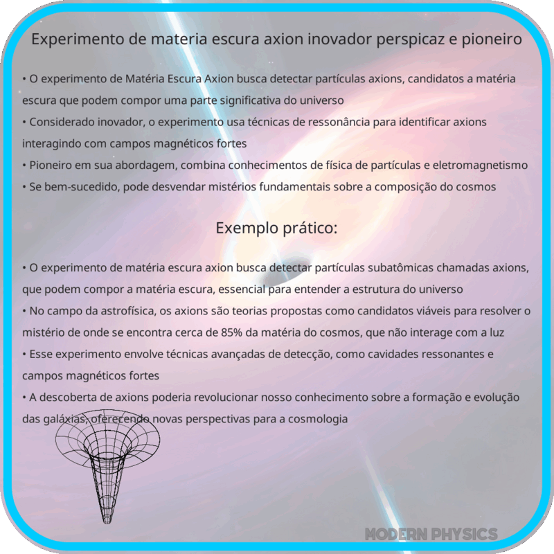 Experimento de Matéria Escura Axion | Inovador, Perspicaz e Pioneiro