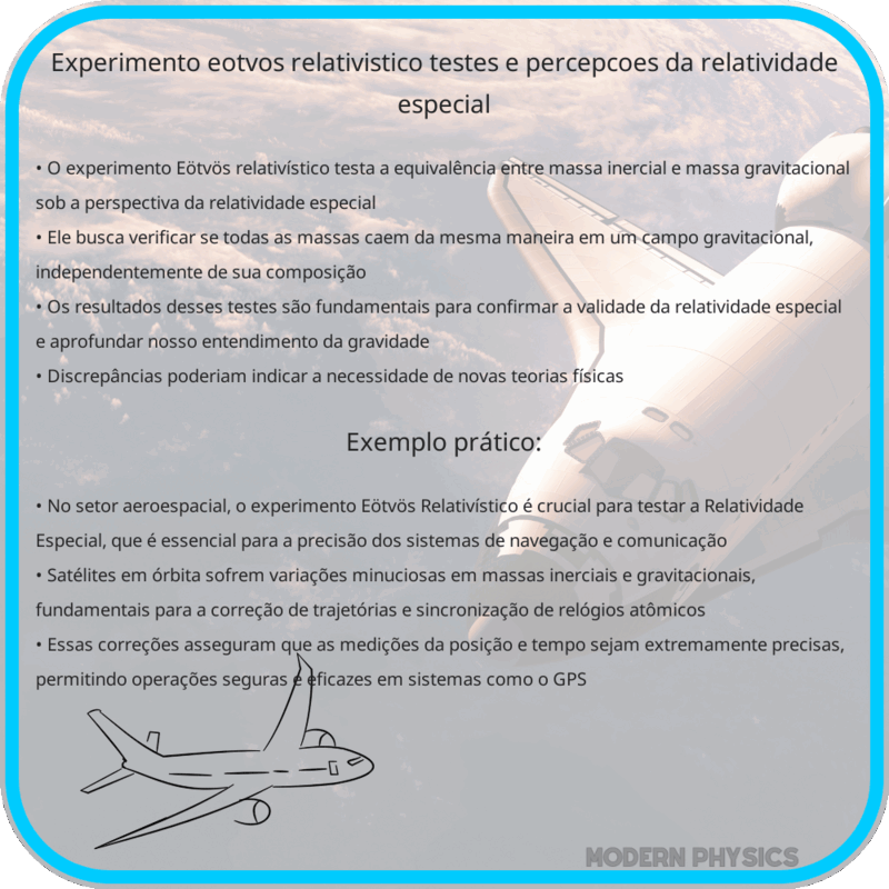 Experimento Eötvös Relativístico | Testes e Percepções da Relatividade Especial