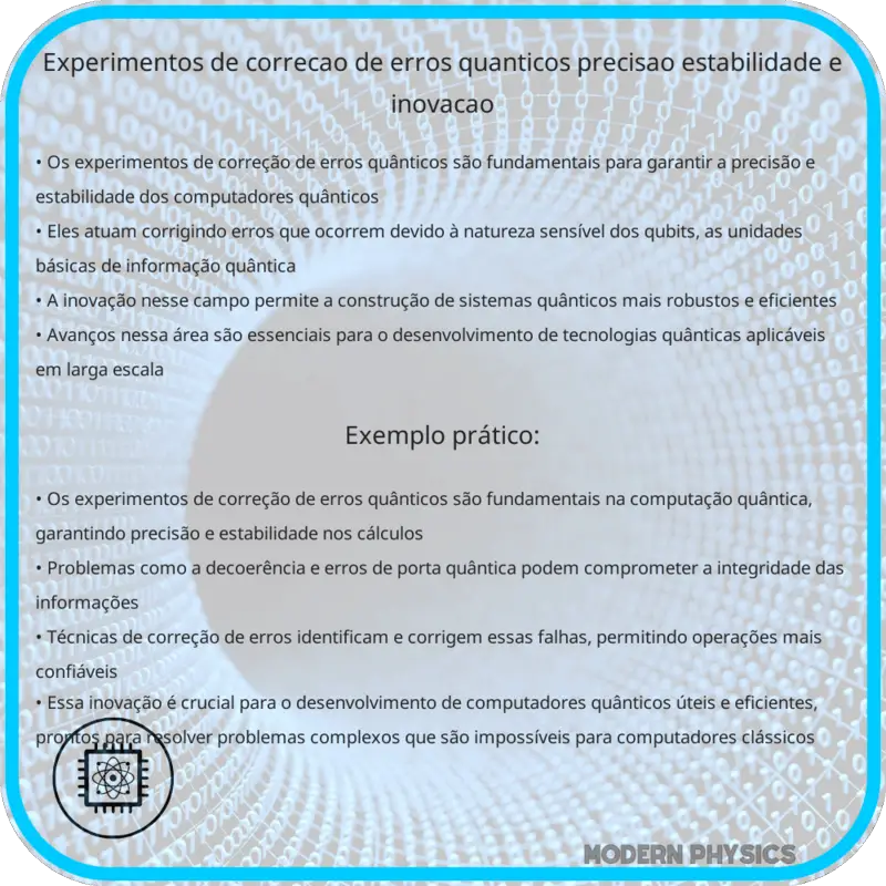Experimentos de Correção de Erros Quânticos | Precisão, Estabilidade e Inovação