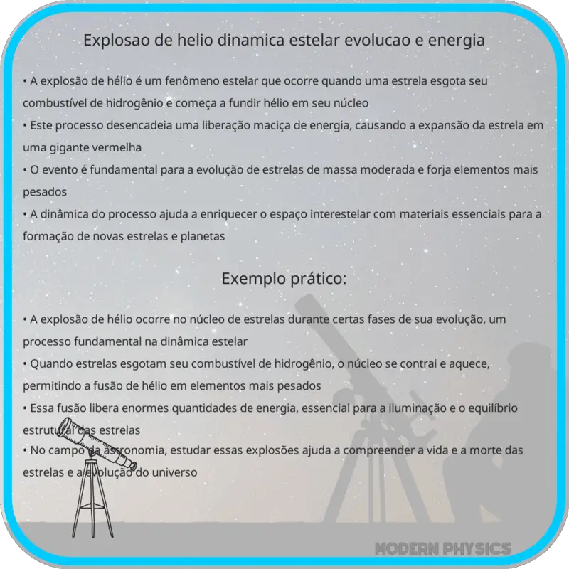 Explosão de Hélio | Dinâmica Estelar, Evolução e Energia