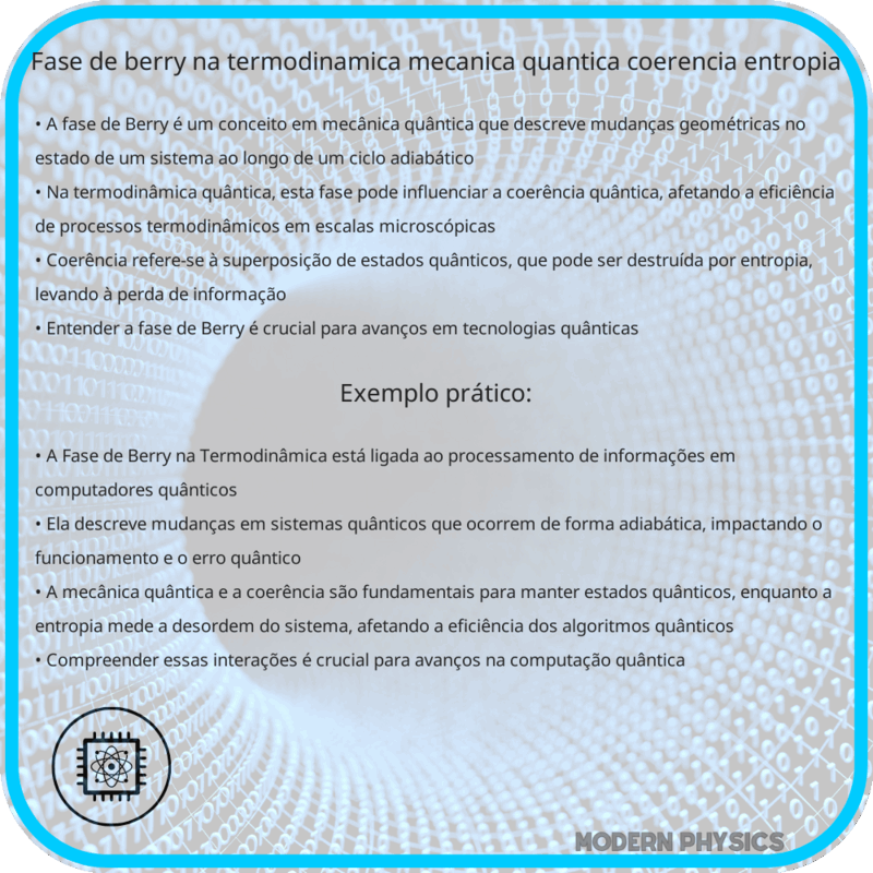 Fase de Berry na Termodinâmica | Mecânica Quântica, Coerência & Entropia