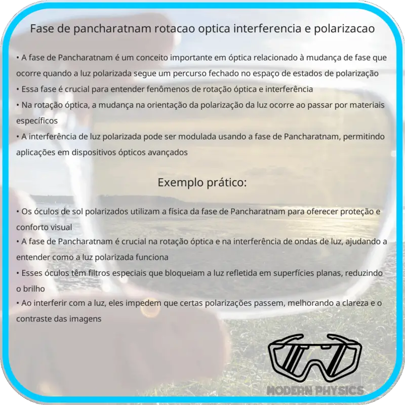 Fase de Pancharatnam | Rotação Óptica, Interferência e Polarização