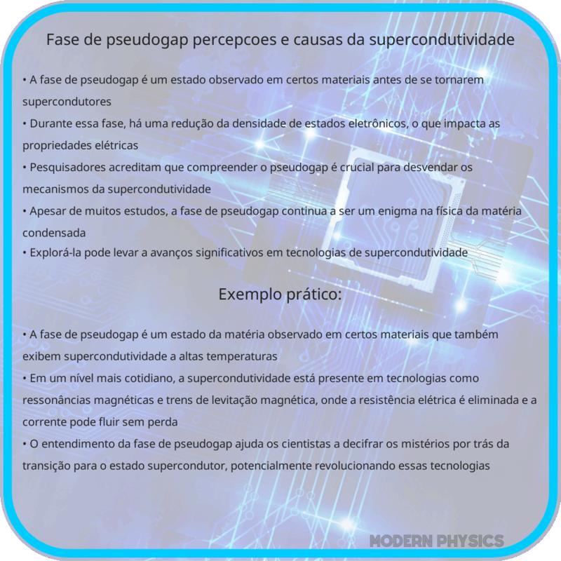 Fase de Pseudogap | Percepções e Causas da Supercondutividade