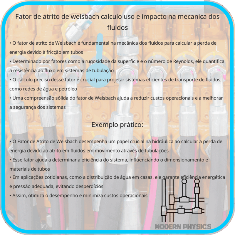 Fator de Atrito de Weisbach | Cálculo, Uso e Impacto na Mecânica dos Fluidos