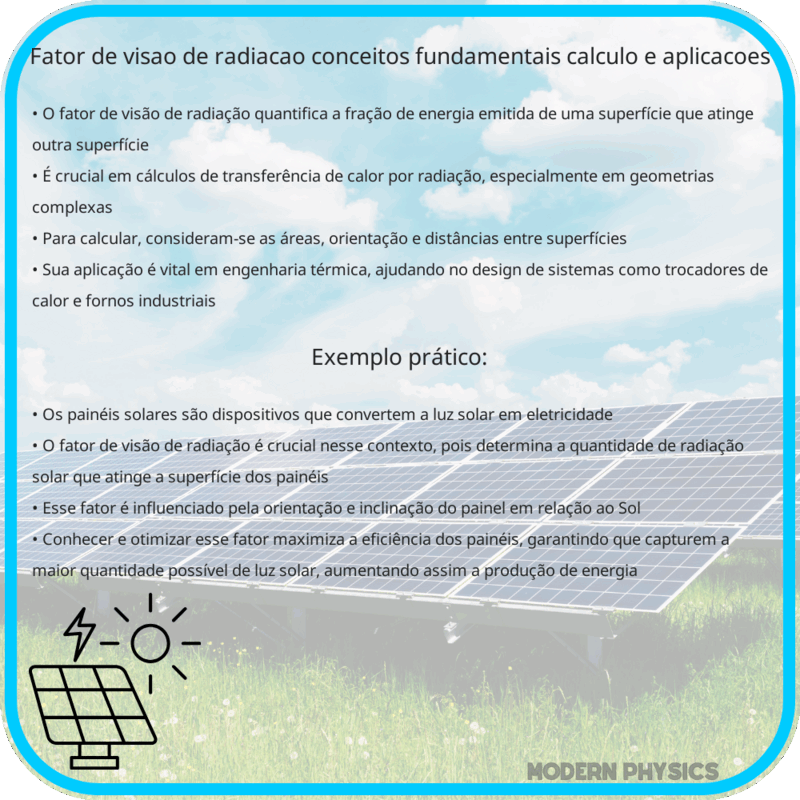 Fator de Visão de Radiação: Conceitos Fundamentais, Cálculo e Aplicações