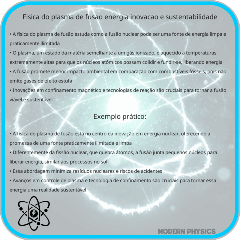 Física do Plasma de Fusão | Energia, Inovação e Sustentabilidade
