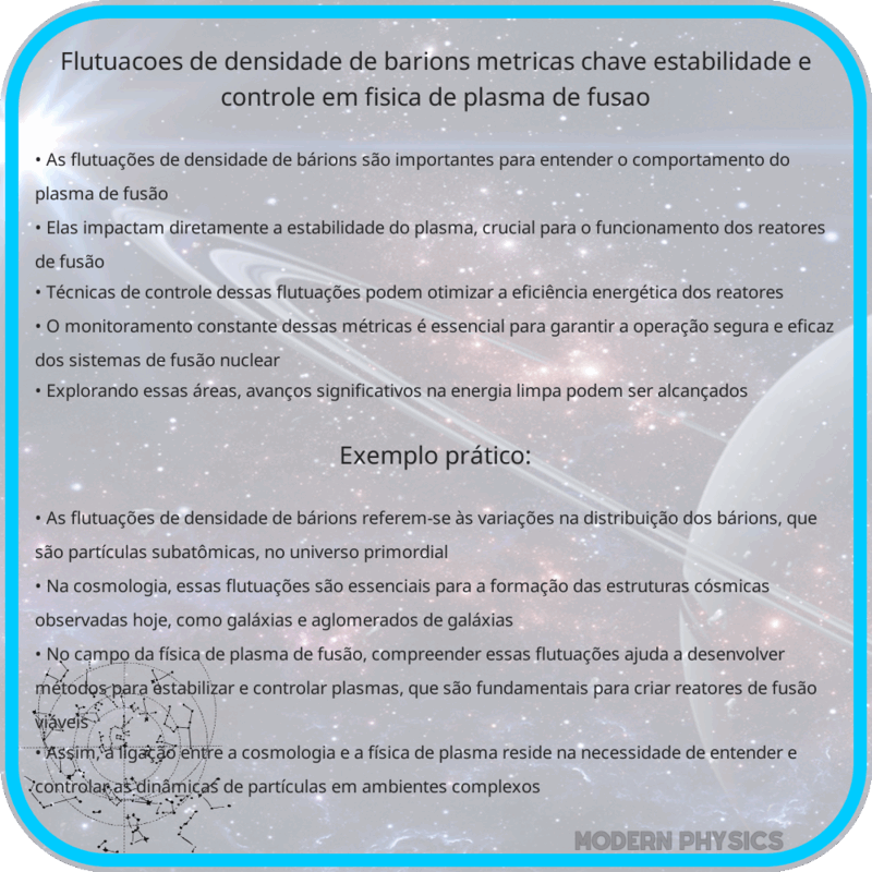 Flutuações de Densidade de Bárions | Métricas Chave, Estabilidade e Controle em Física de Plasma de Fusão