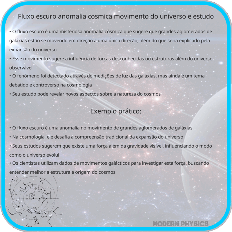 Fluxo Escuro: Anomalia Cósmica, Movimento do Universo e Estudo