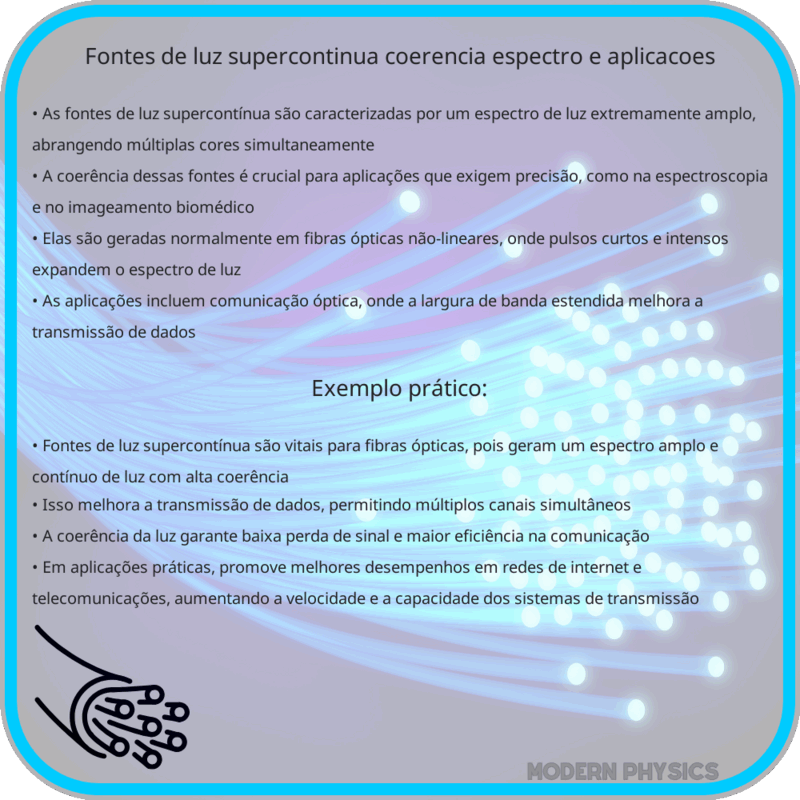 Fontes de Luz Supercontínua: Coerência, Espectro e Aplicações