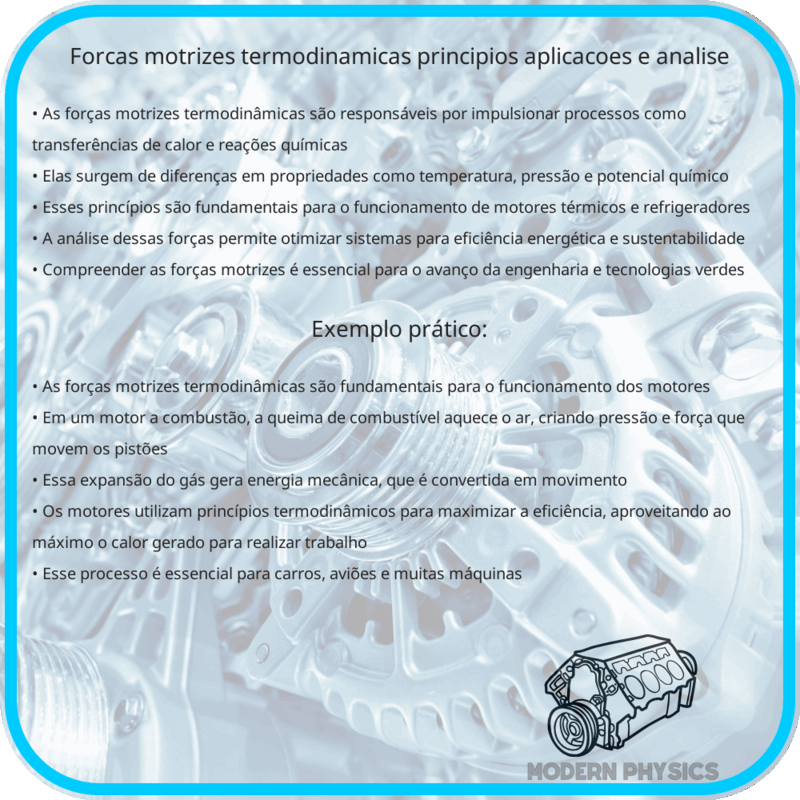 Forças Motrizes Termodinâmicas | Princípios, Aplicações e Análise