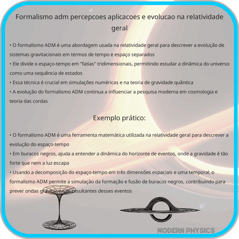 Formalismo ADM: Percepções, Aplicações e Evolução na Relatividade Geral