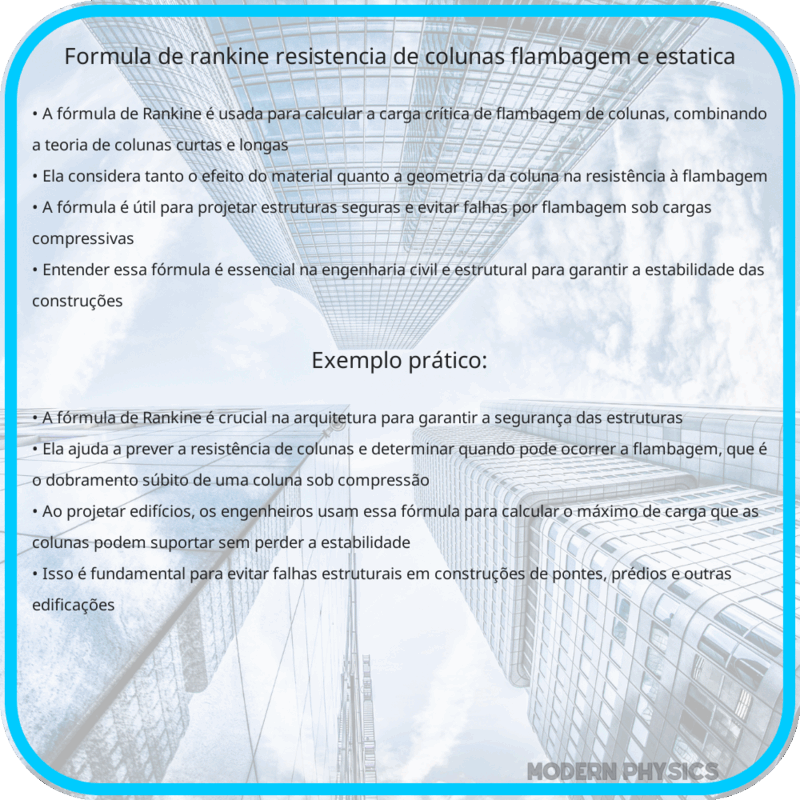 Fórmula de Rankine: Resistência de Colunas, Flambagem e Estática