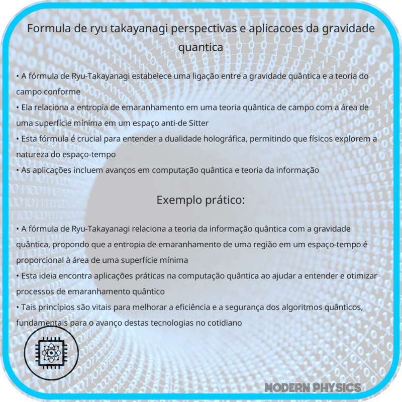 Fórmula de Ryu-Takayanagi | Perspectivas e Aplicações da Gravidade Quântica