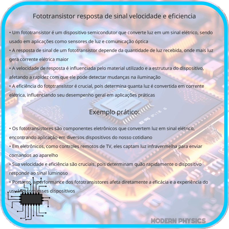 Fototransistor: Resposta de Sinal, Velocidade e Eficiência