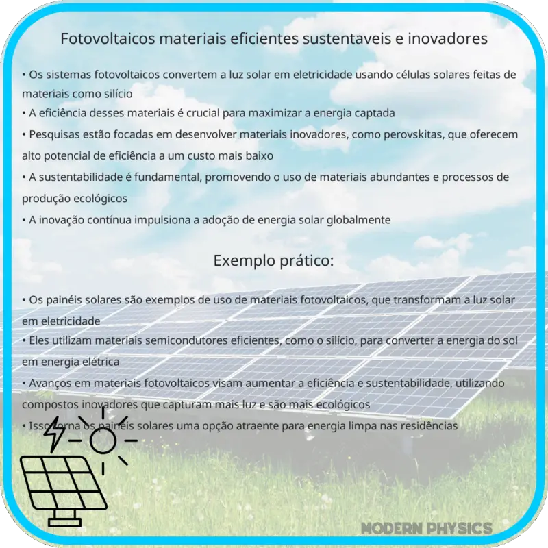 Fotovoltaicos | Materiais Eficientes, Sustentáveis e Inovadores