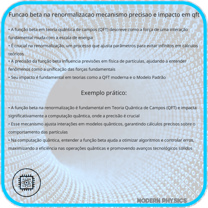 Função Beta na Renormalização | Mecanismo, Precisão e Impacto em QFT