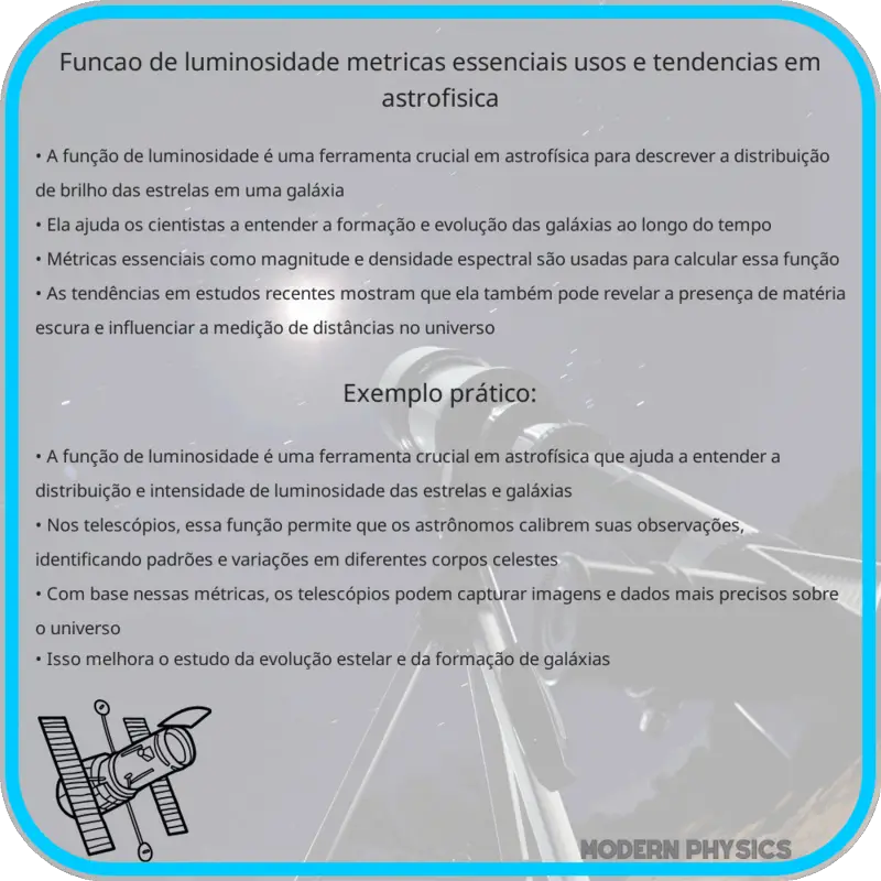Função de Luminosidade | Métricas Essenciais, Usos e Tendências em Astrofísica