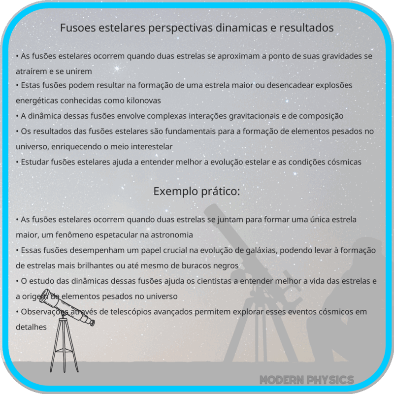 Fusões Estelares | Perspectivas, Dinâmicas e Resultados