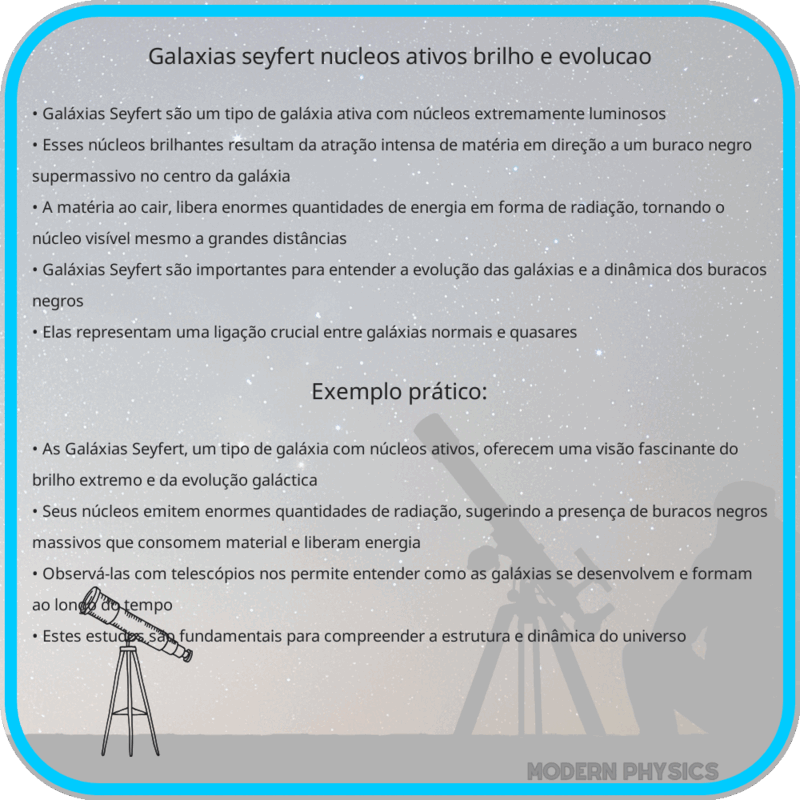 Galáxias Seyfert | Núcleos Ativos, Brilho e Evolução