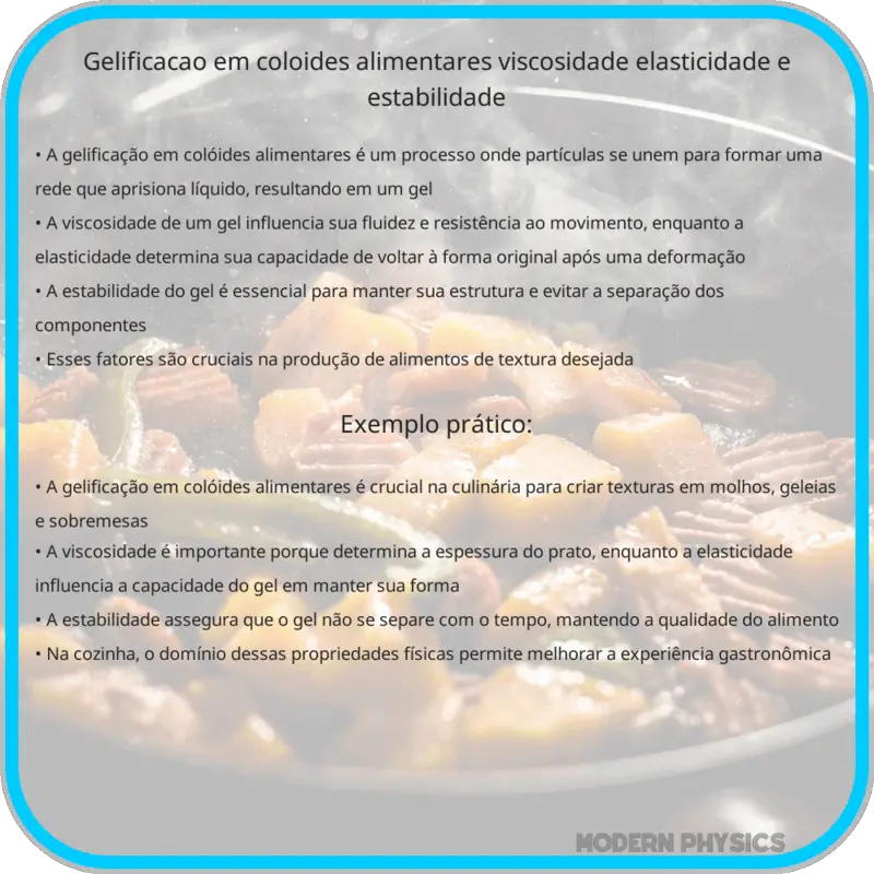 Gelificação em Colóides Alimentares | Viscosidade, Elasticidade e Estabilidade