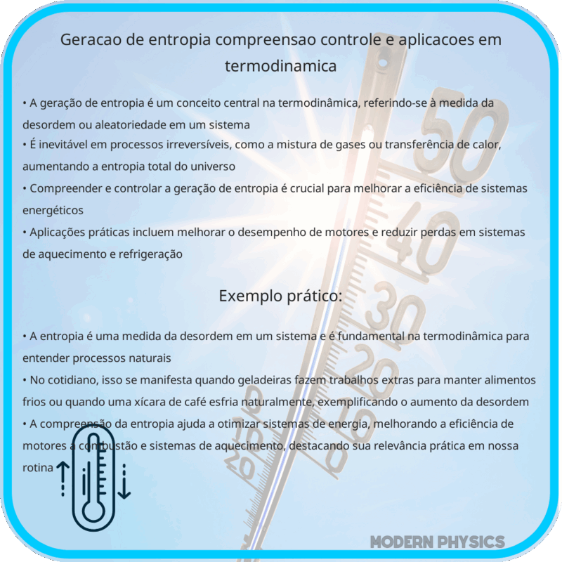 Geração de Entropia | Compreensão, Controle e Aplicações em Termodinâmica