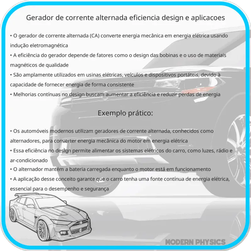 Gerador de Corrente Alternada - Eficiência, Design e Aplicações