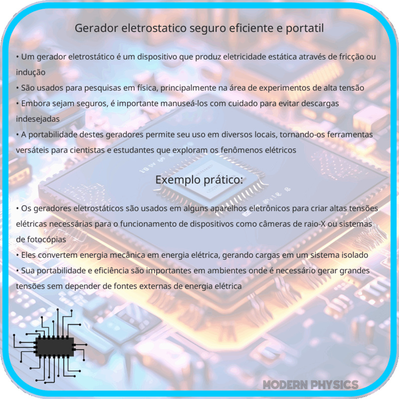 Gerador Eletrostático | Seguro, Eficiente e Portátil