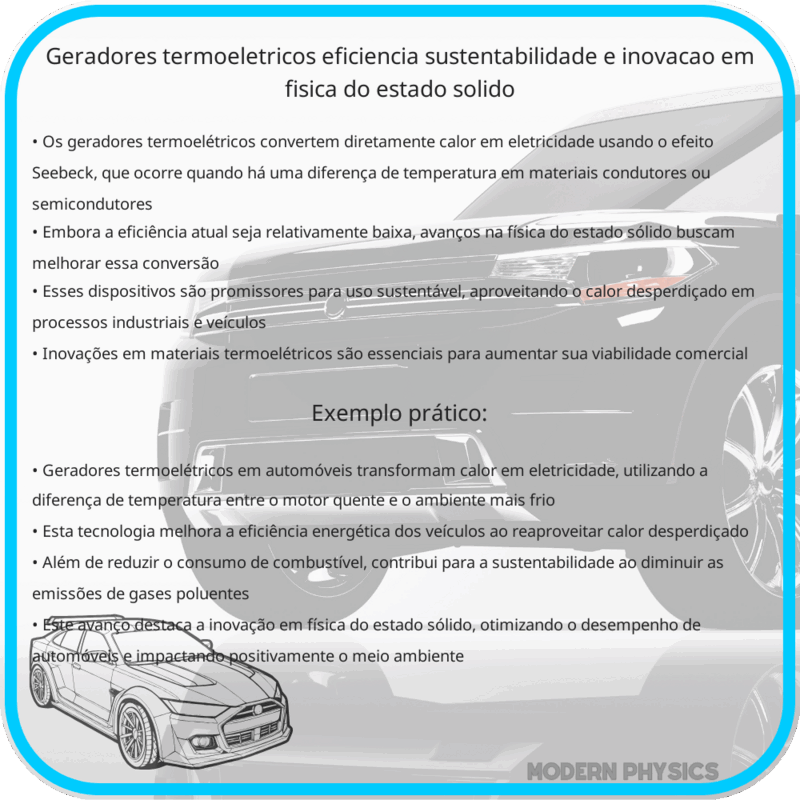 Geradores Termoelétricos | Eficiência, Sustentabilidade e Inovação em Física do Estado Sólido