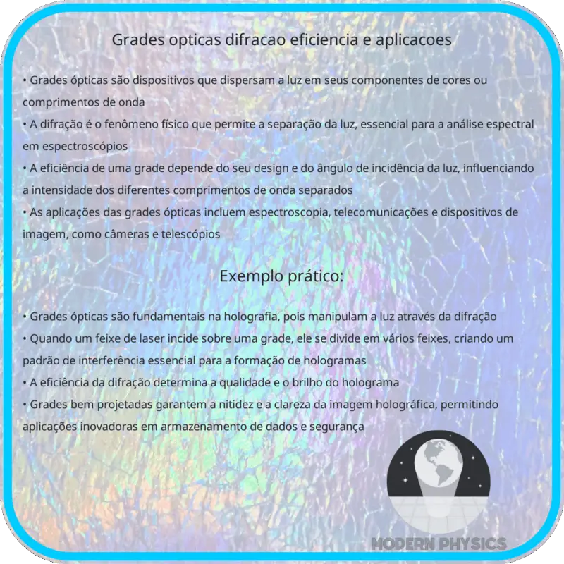 Grades Ópticas: Difração, Eficiência e Aplicações
