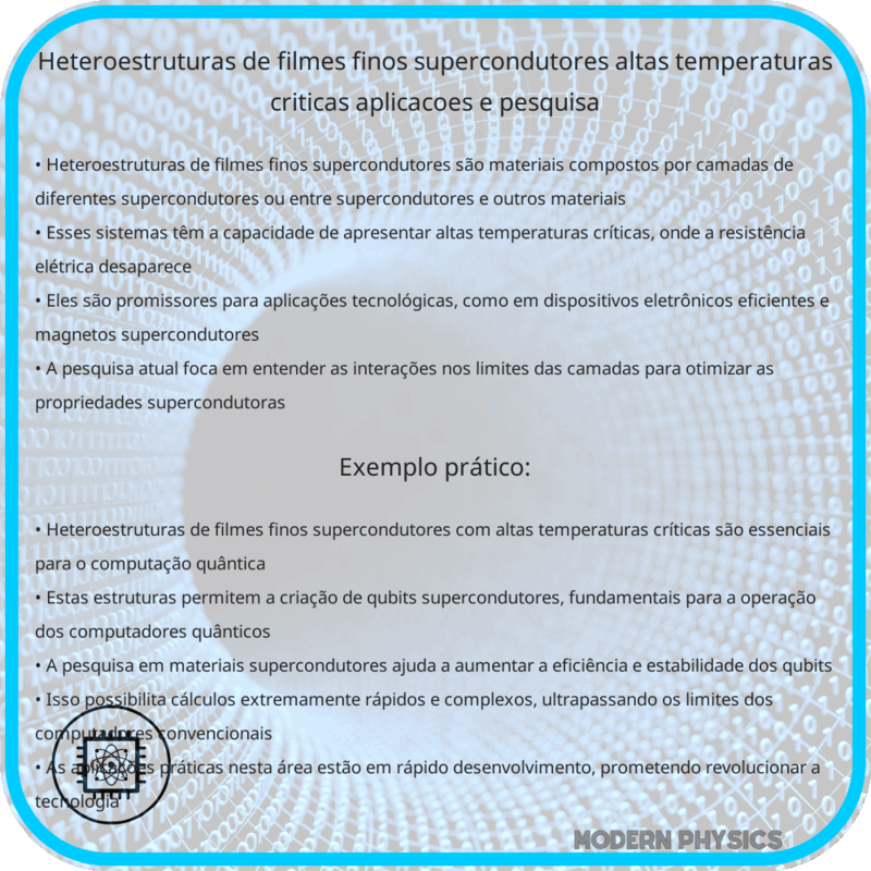 Heteroestruturas de Filmes Finos Supercondutores | Altas Temperaturas Críticas, Aplicações e Pesquisa
