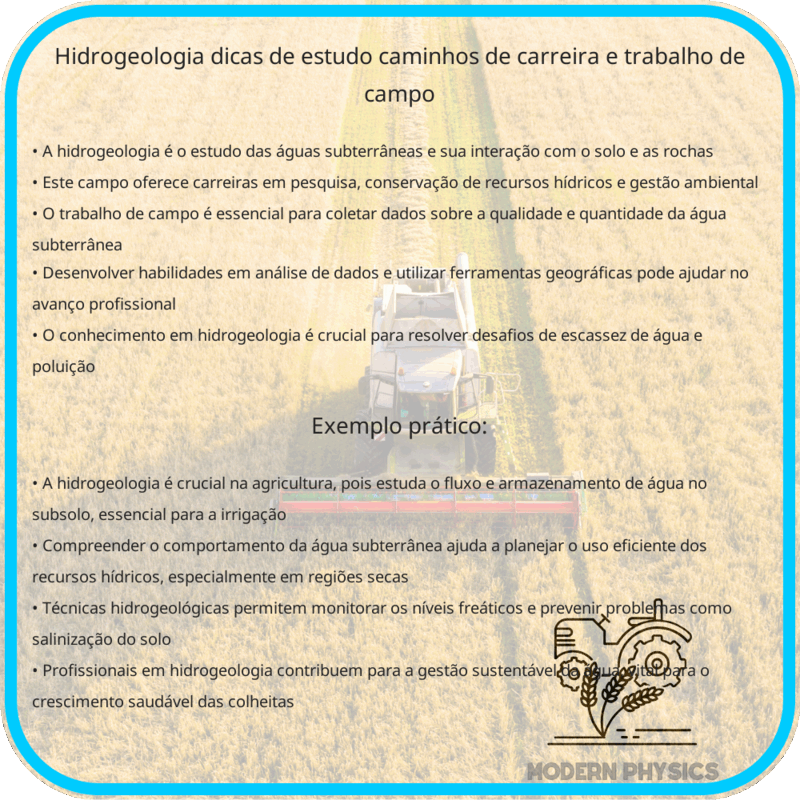 Hidrogeologia | Dicas de Estudo, Caminhos de Carreira e Trabalho de Campo