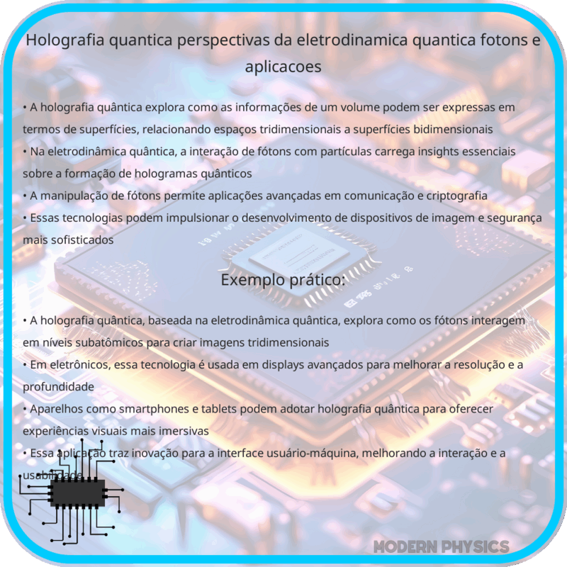 Holografia Quântica | Perspectivas da Eletrodinâmica Quântica, Fótons e Aplicações