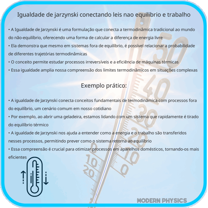 Igualdade de Jarzynski: Conectando Leis, Não-Equilíbrio e Trabalho