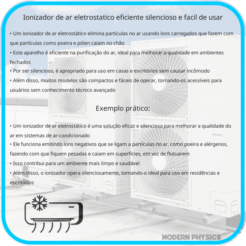 Ionizador de Ar Eletrostático | Eficiente, Silencioso e Fácil de Usar